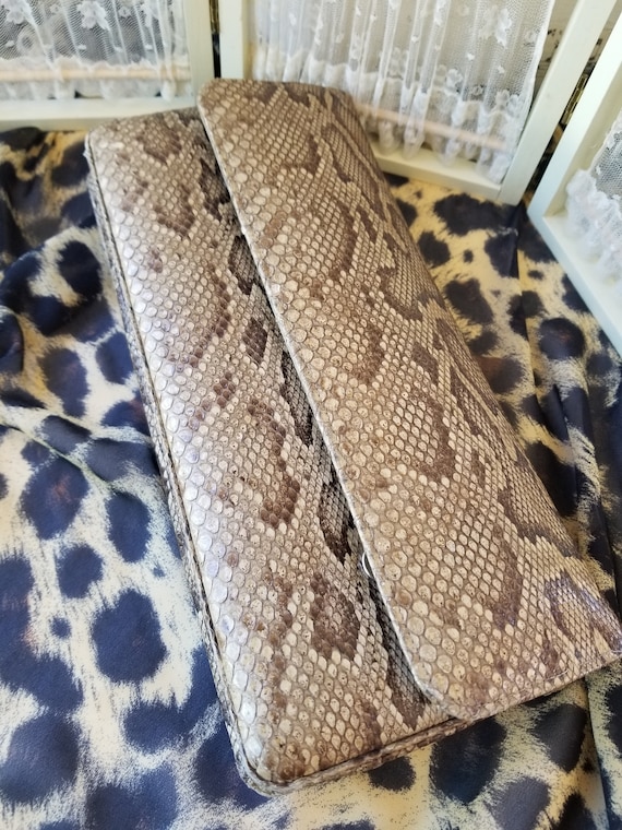 Exotic vintage authentic python skin clutch purse… - image 3