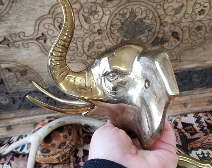 1970s Brass Elephant Head. Oh How We Love These Brass Animalsthis