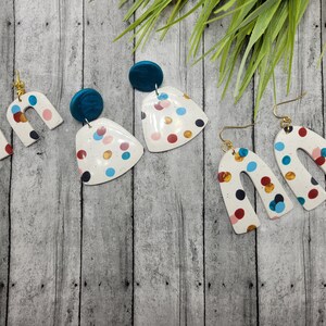Handmade Clay Earrings~Colorful Polka Dot Pattern~Nickel Free
