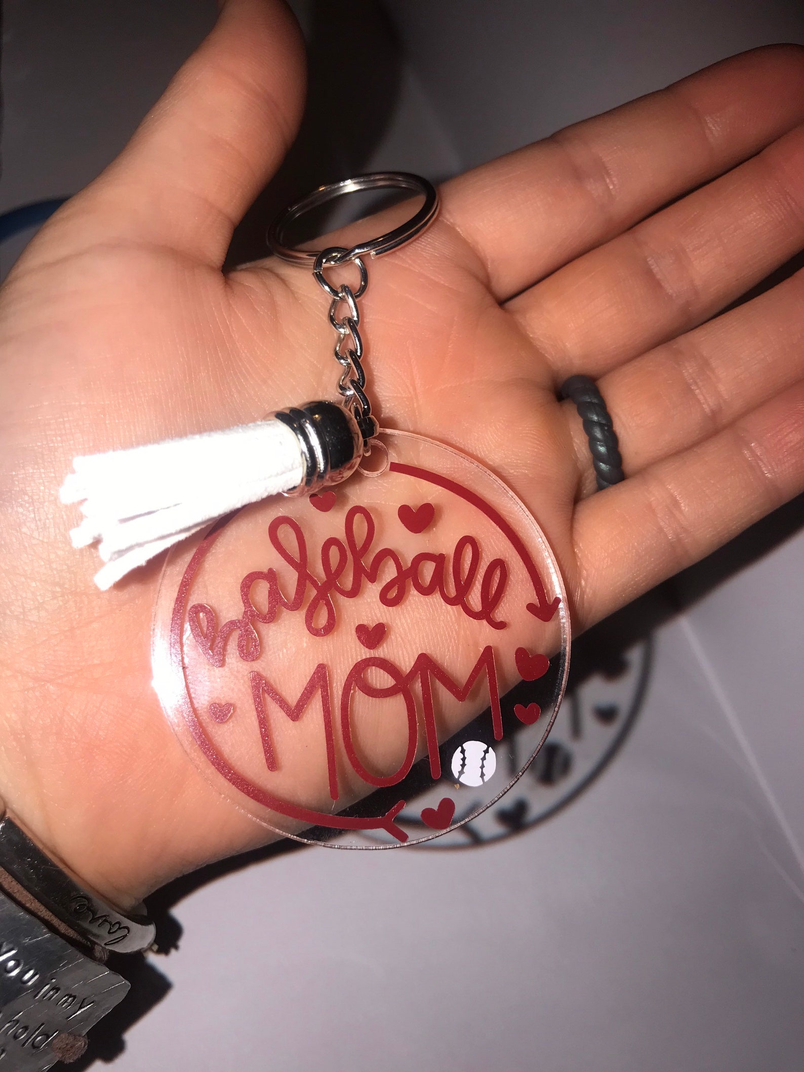 Baseball Mom Vinyl Keychain 2 Acrylic Circle Keychain With Etsy
