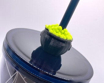 3D Printed Witch Cauldron Straw Topper: Halloween Decoration