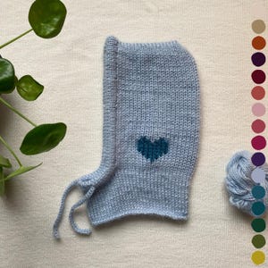 Handmade Knitted Mohair Balaclava Hood with Cord - Heart Detail Warm Multi Colour Winter Headwear - Fashion  Bonnet Autumn / Winter / Spring