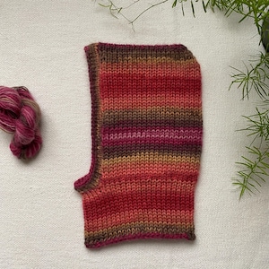 Handmade Knitted Stripy Wool Blend Balaclava Hood - Fitted Warm Multi Colour Fashion Accessory Bonnet for Autumn / Winter / Spring