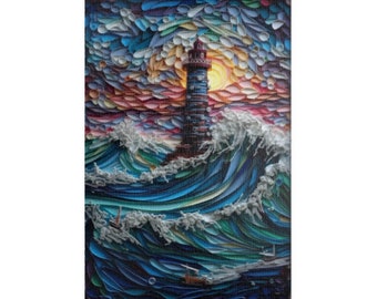 Puzzle|Captivating Lighthouse|The Lighthouse's Wave Puzzle | Artistic Coastal Design.