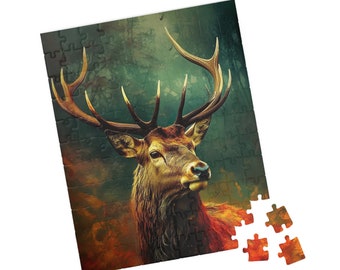 Puzzle |Dramatischer Stil Hirsch Kunstwerk | Fesselndes Puzzle für Kunstbegeisterte