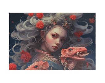 Red Dragon Girl Jigsaw Puzzle | Mythical Artwork