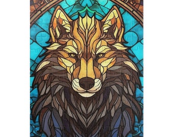 Puzzle |Buntglas Löwe Puzzle | Kunstwerk Inspiriert Denksport