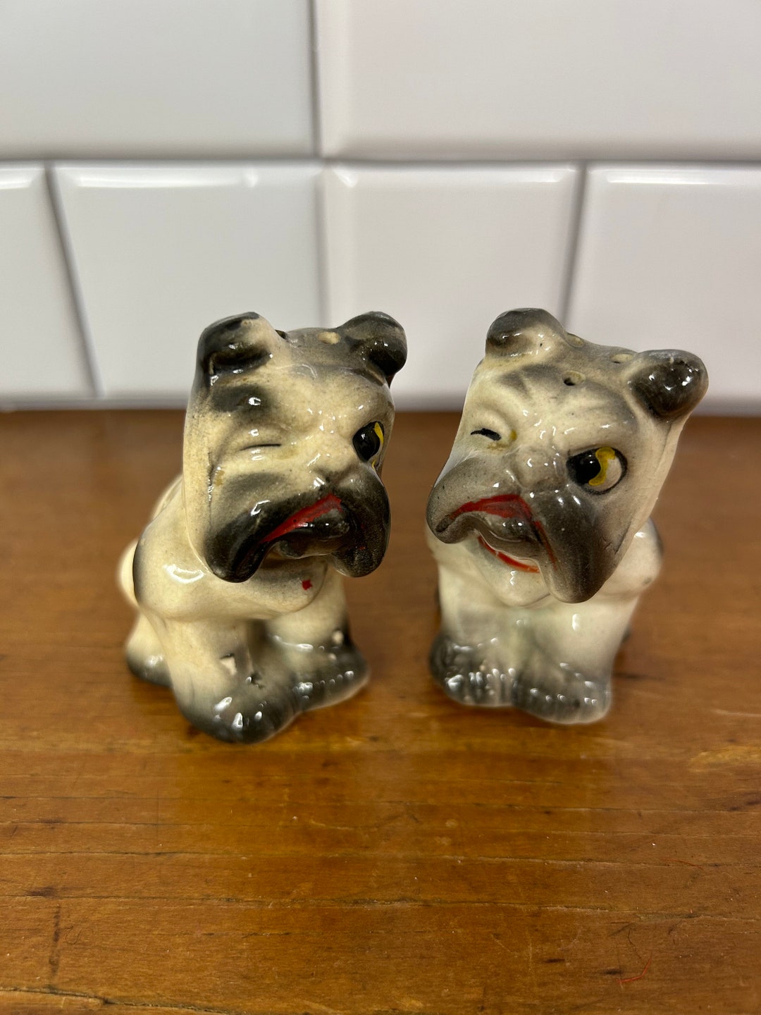 Bulldog Salt and Pepper Shakers Vintage Made in Japan Salt Etsy