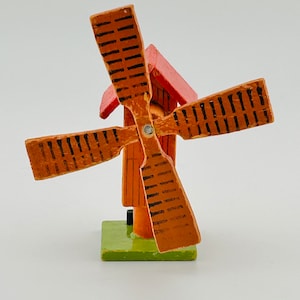 Antique Erzgebirge Putz Miniature Windmill, German Wooden Toys