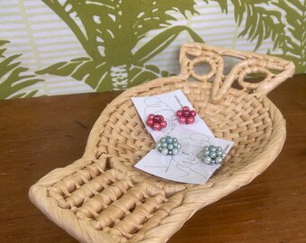 Woven Owl Tray, Boho, Wicker/Rattan/Banana Leaf