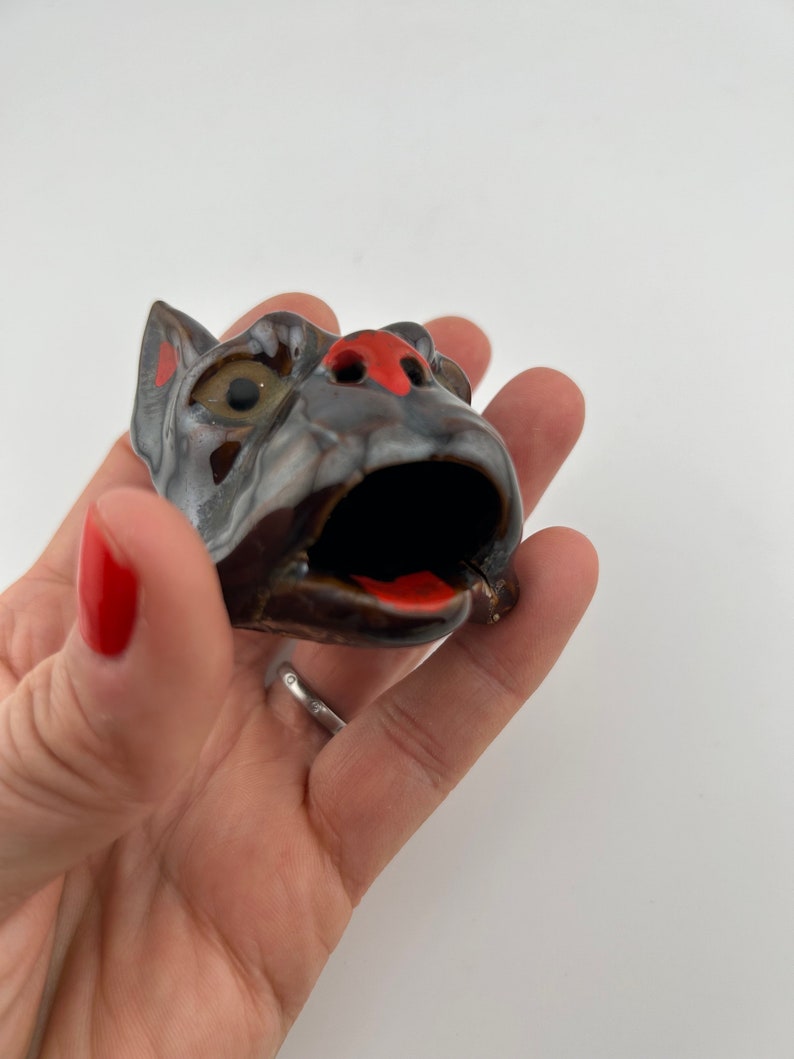 Ceramic Boxer Ashtray, Dog Head Ashtray image 4