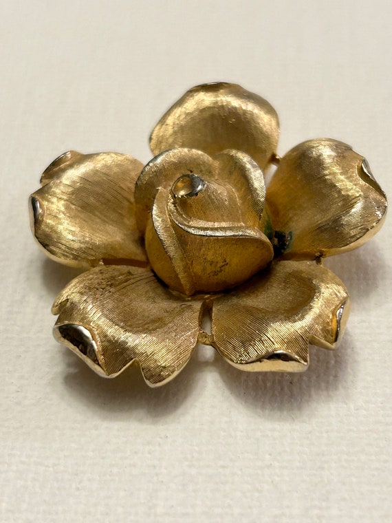 Gold Tone Vintage Trifari Floral Brooch - image 1