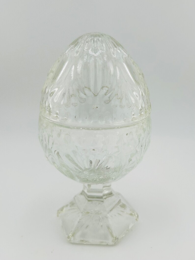 Vintage Pressed Glass Egg Shaped Candy Dish/lidded Dish Etsy