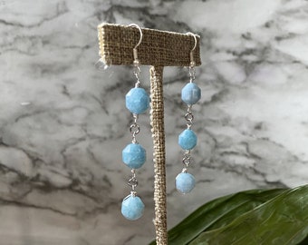 Aquamarine dangly earrings - boho witchy crystal jewelry