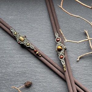 Perline per dreadlock in macramè, gioielli per dreadlock, gioielli per capelli, accessori per capelli, occhio di tigre, bronzo/argento, accessori per dreadlock, perline per dreadlock