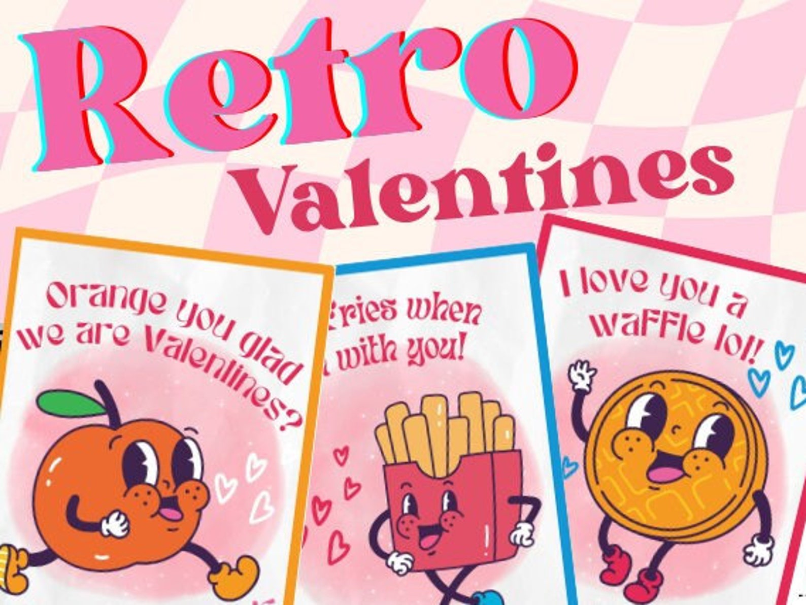 Retro Food Themed Valentine Cards Digital Download Etsy