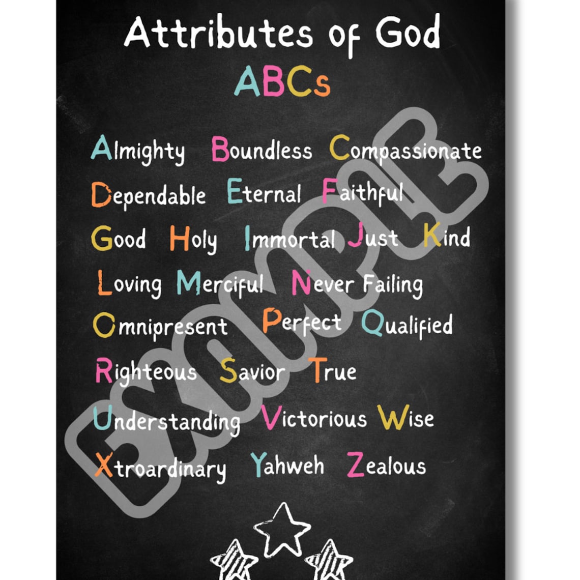 Attributes of God ABC Poster for Kids Etsy