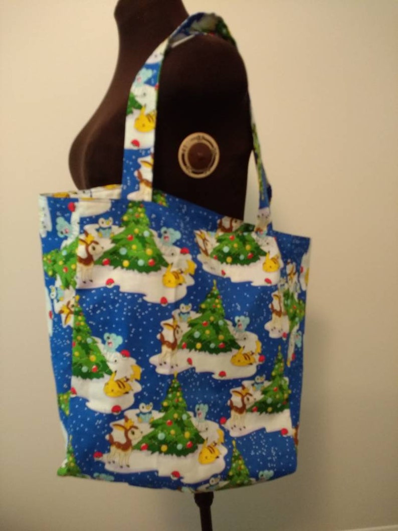 Grocery Bag Large Tote Beach Tote Diaper Bag Handmade Christmas Pokemon Reversible Tote Farmer/'s Market Bag