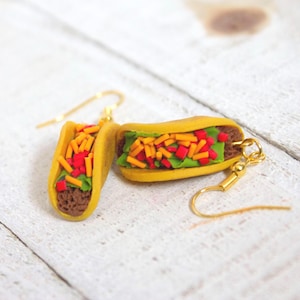 Handmade Polymer Clay Taco Earrings: Food Jewelry