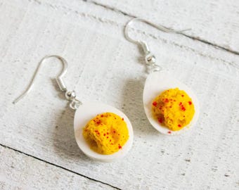 Deviled Egg Earrings: Quirky Handmade Polymer Clay Jewelry
