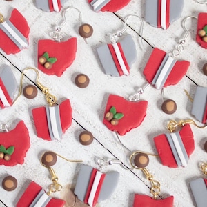 Ohio State Earrings // Football Earrings // Clay earrings // Buckeye Earring