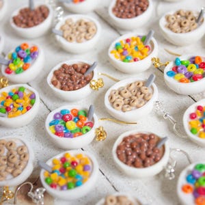 Handmade Polymer Clay Cereal Earrings: Fun Breakfast Jewelry