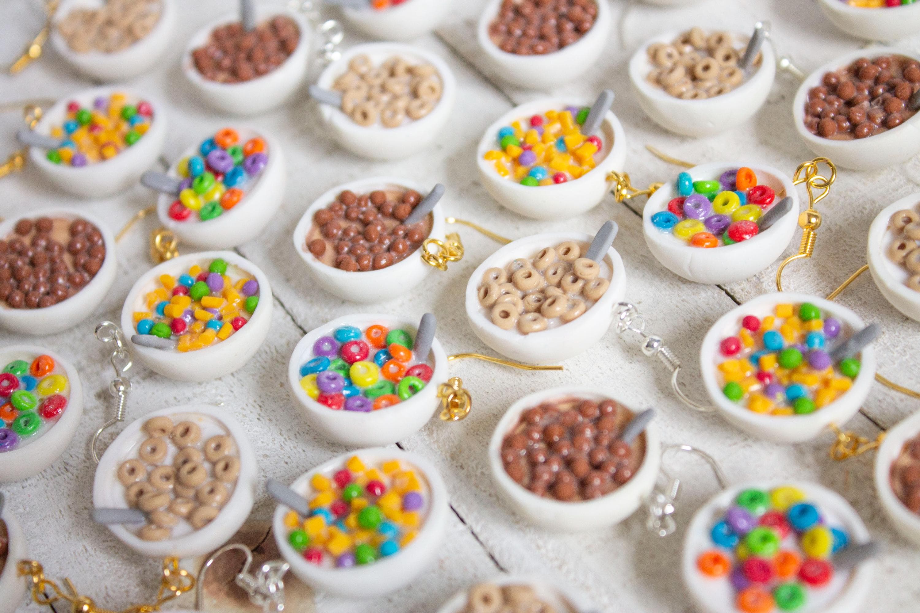 Cereal Earrings // Breakfast Food // Fun Jewelry  // Mini Food // Polymer Clay Earrings