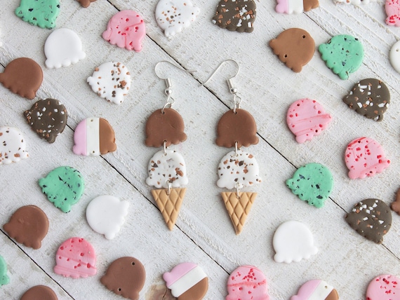 Ice Cream Earrings: Customizable Handmade Polymer Clay Jewelry