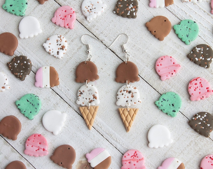 Ice Cream Earrings: Customizable Handmade Polymer Clay Jewelry
