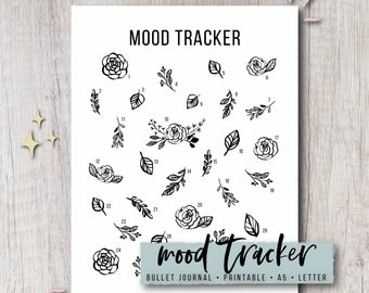 Mood Tracker Printable  Journal Insert - Floral | Instant Download PDF | Letter & A5 Size