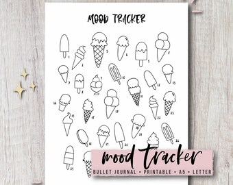 Mood Tracker Printable Insert Circle Greenery Journal, Bujo, Planner ...