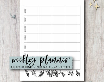 Journal Weekly Planner Printable Insert - Floral | Single Page Spread | Undated PDF Template | Instant Download | Letter & A5 Size