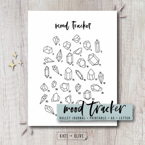 Mood Tracker Printable Insert - Gems |  Journal Bujo Planner Template | Instant Download PDF | Letter & A5 Size