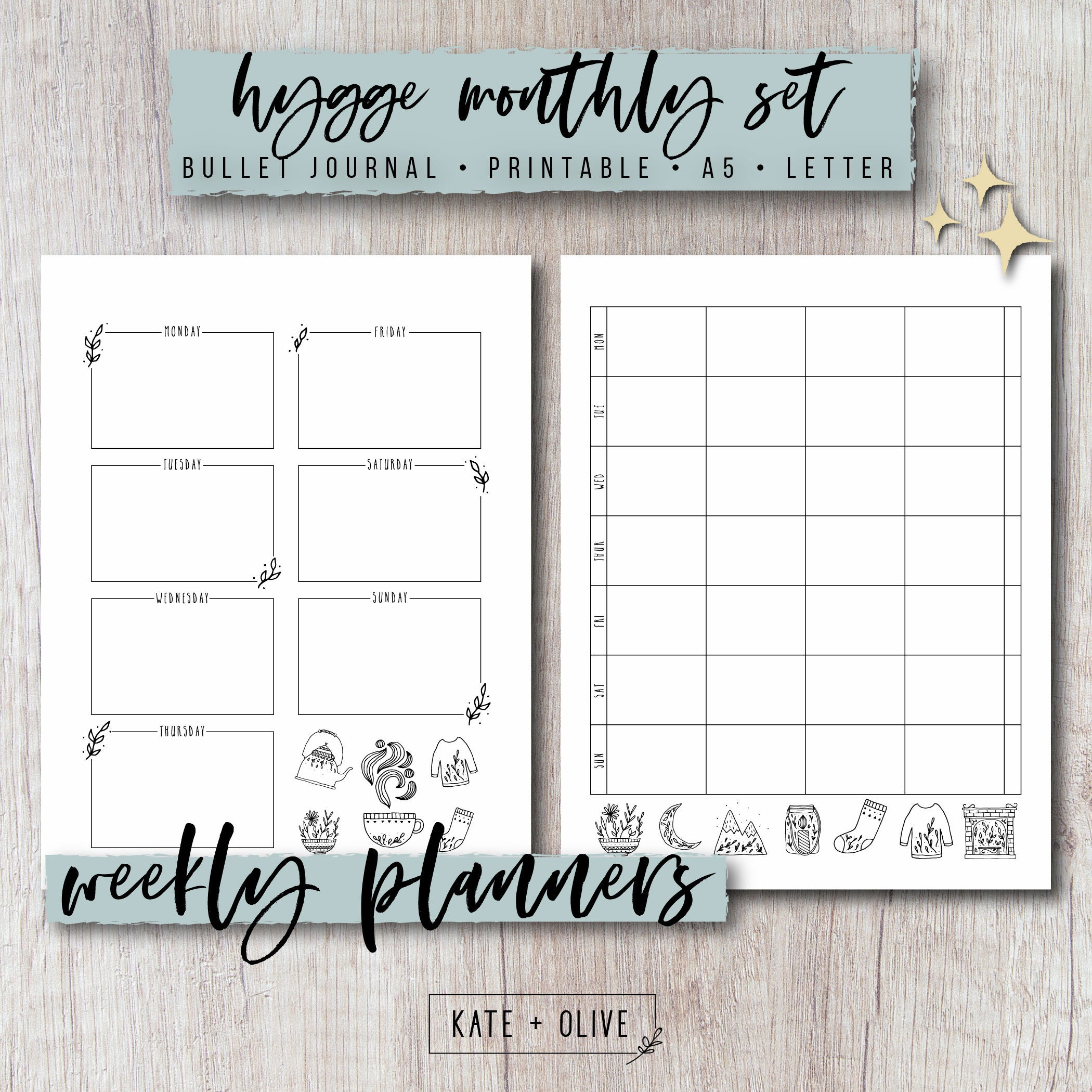 Journal Printable Planner Inserts Set - Hygge | Undated Template ...