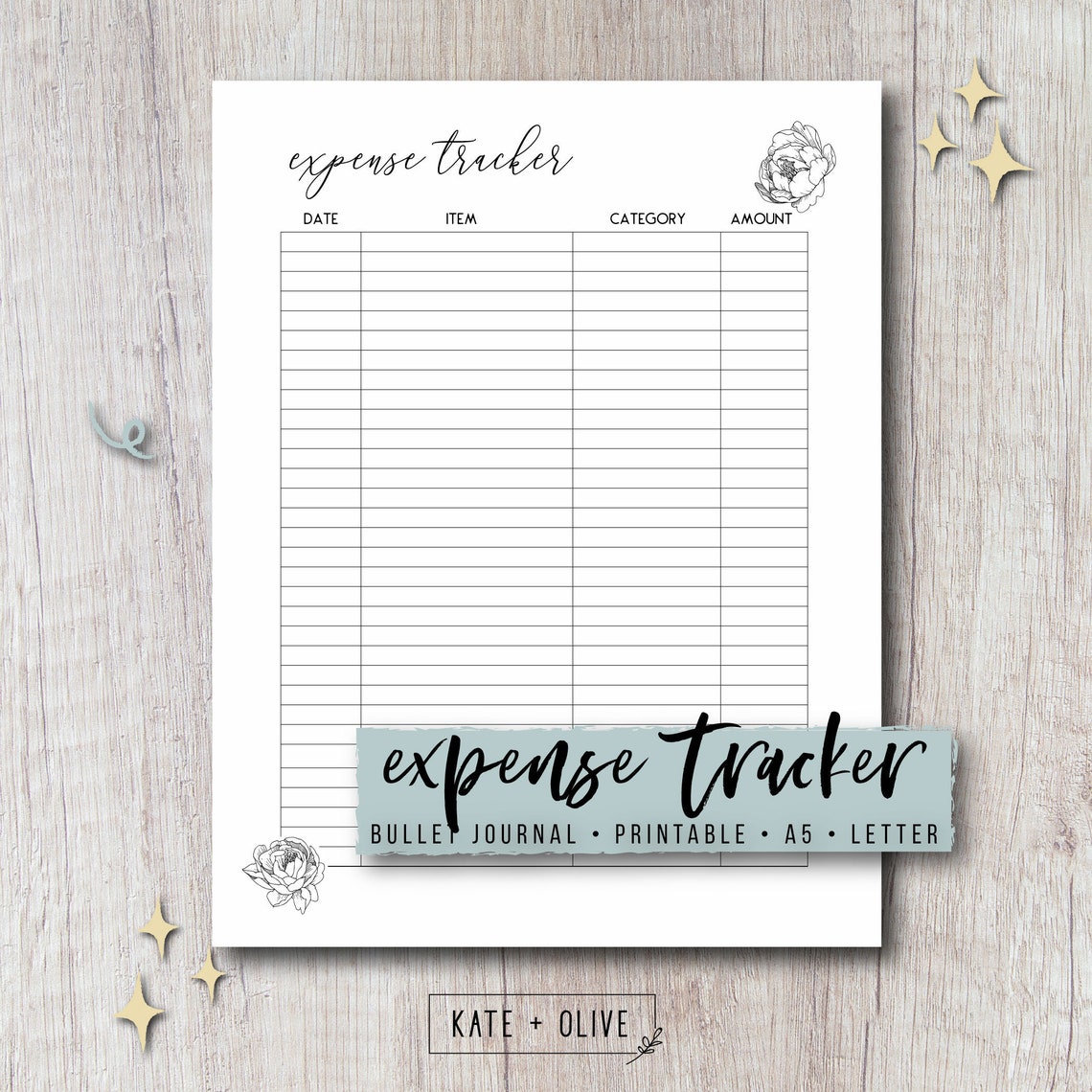 Expense Tracker Printable Template for Journal and Planner Insert ...
