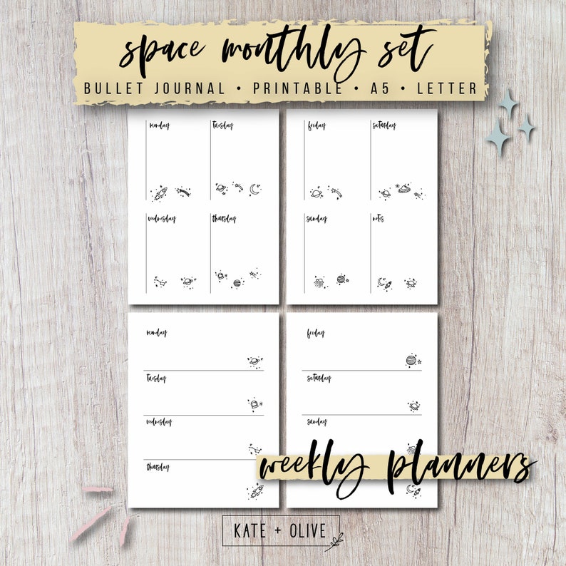 Journal Printable Planner Inserts Set Space Undated - Etsy UK