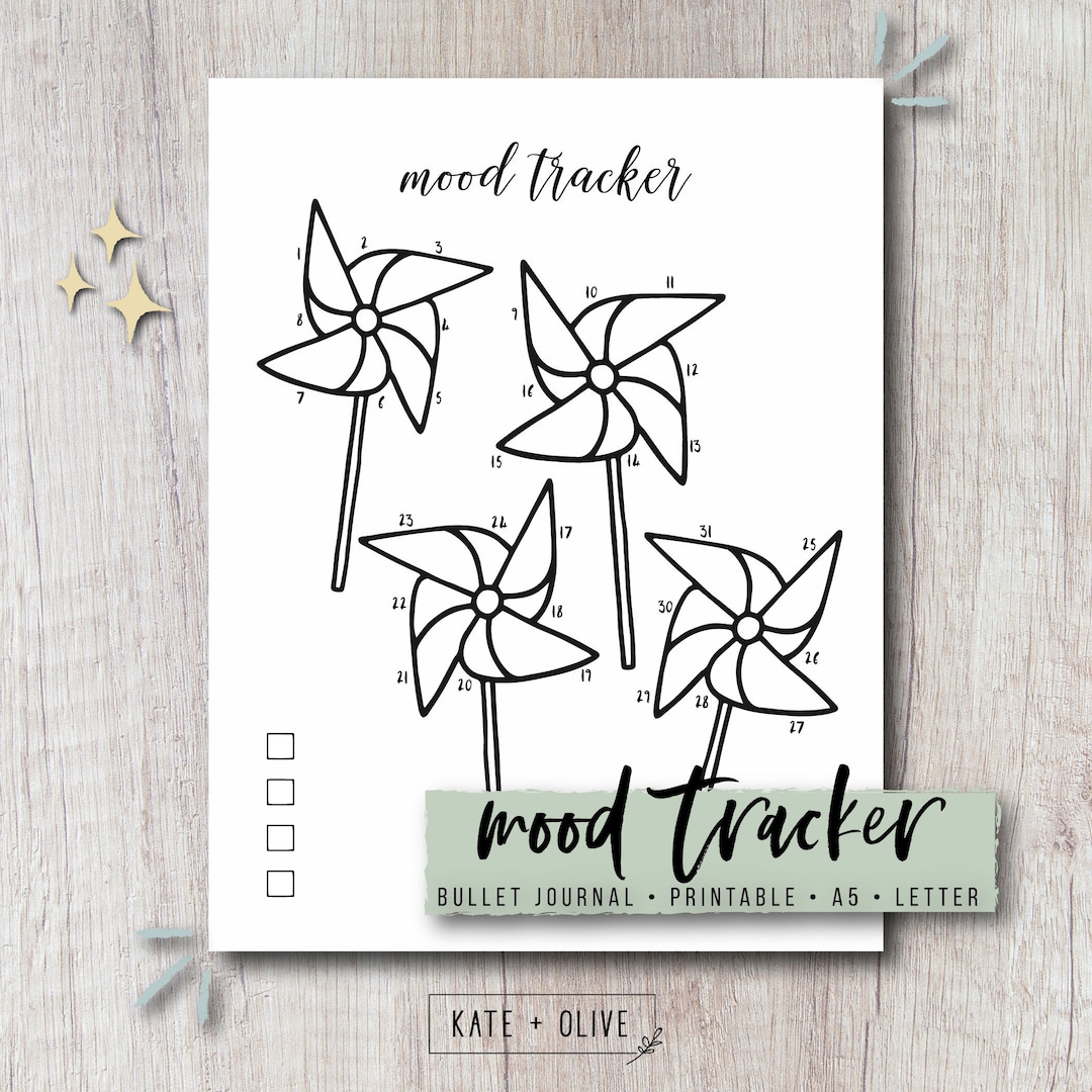 Mood Tracker Printable Insert Pinwheels Journal Bujo Planner Template ...
