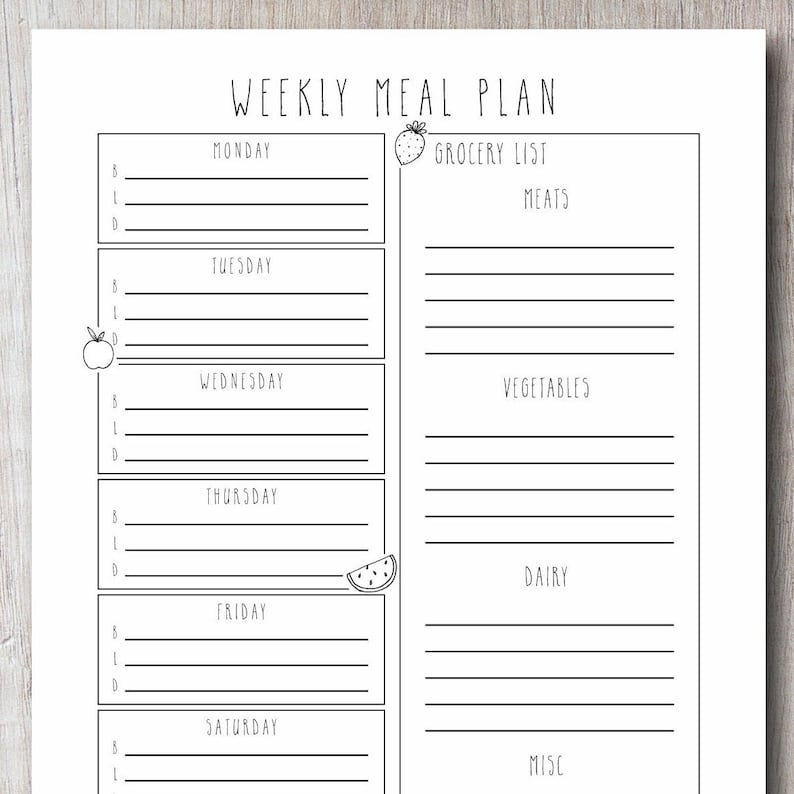 Weekly Meal Planner Printable Template Journal & Planner - Etsy
