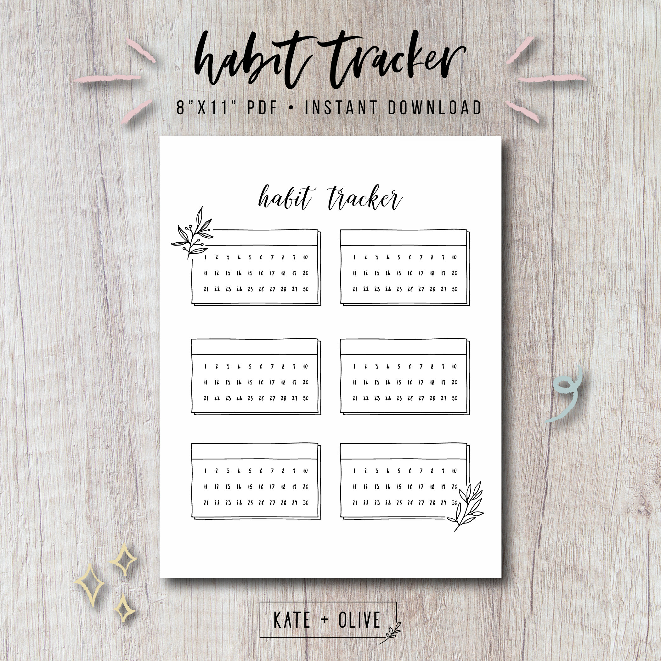 Habit Tracker Printable Insert for Journal and Planner | Template With ...