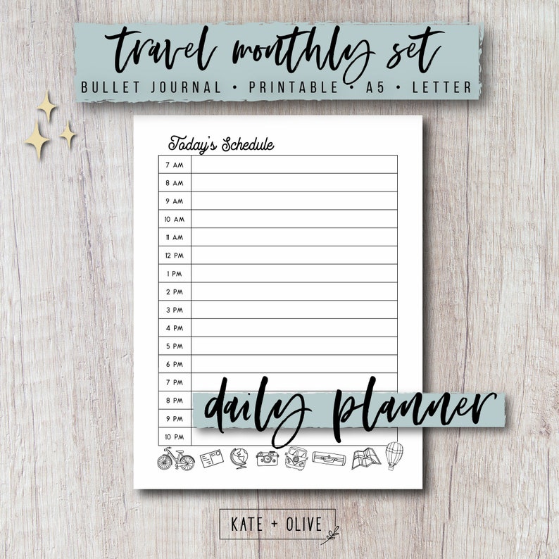 Bullet Journal Printable Planner Inserts Set Travel Doodle | Etsy