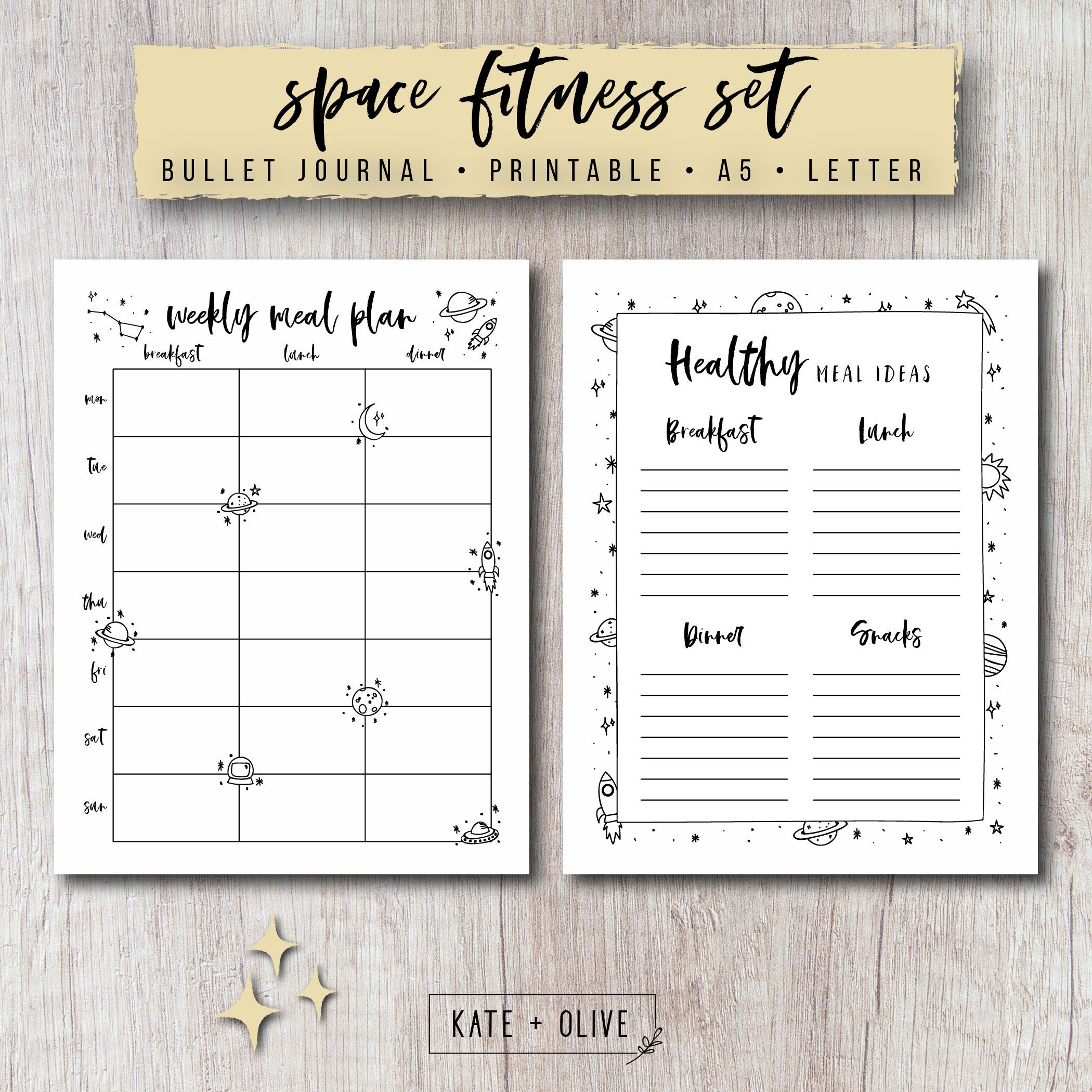 Bullet Journal FITNESS Printable Planner Set Insert Etsy