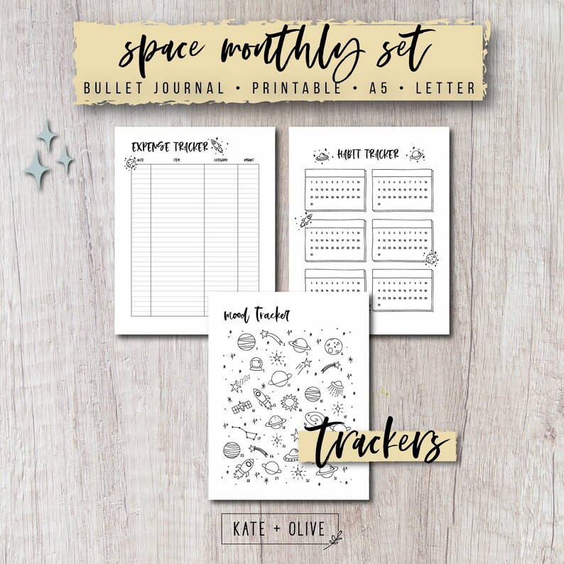 Journal Printable Planner Inserts Set Space Undated - Etsy UK