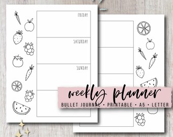 Printable/digital Bujo Weekly Spread 1 Instant Download - Etsy