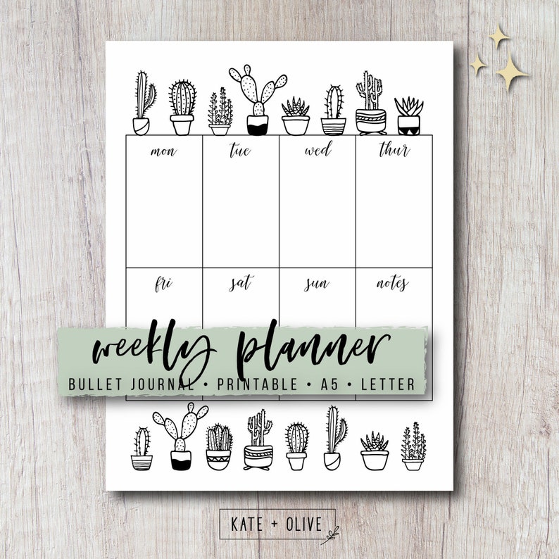 Bullet Magazine Weekly Planner Add - Cactus Printable PDF Template A single Webpage Unfold Undated Template Quick Down load Letter A5 picture about Bullet Journal Weekly Spread Printable known as Bullet Magazine Weekly Planner Add - Cactus Printable PDF Template A single Website page Unfold Undated Template Instantaneous Down load Letter A5