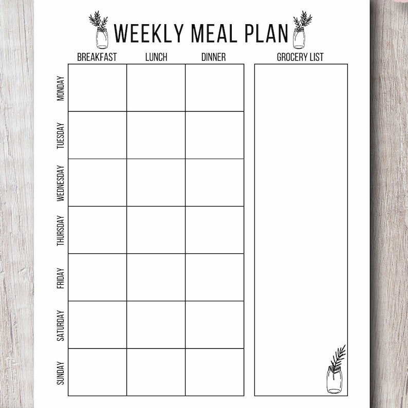 Weekly Meal Planner Printable Template Journal and Planner Insert ...