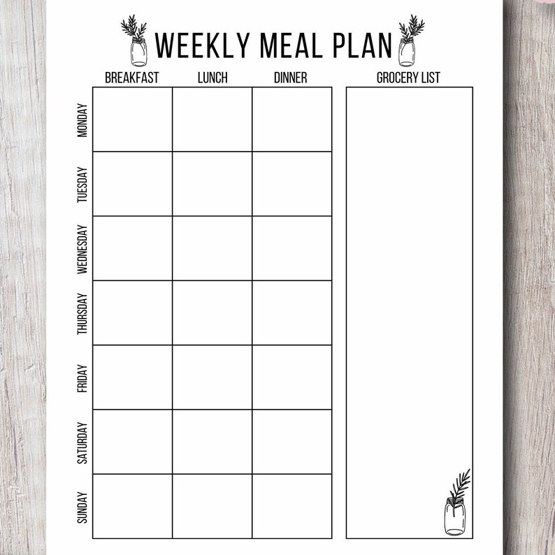 Weekly Meal Planner Printable Template Bullet Journal And Etsy Weekly Meal Planner Printable Template Bullet Journal And Etsy