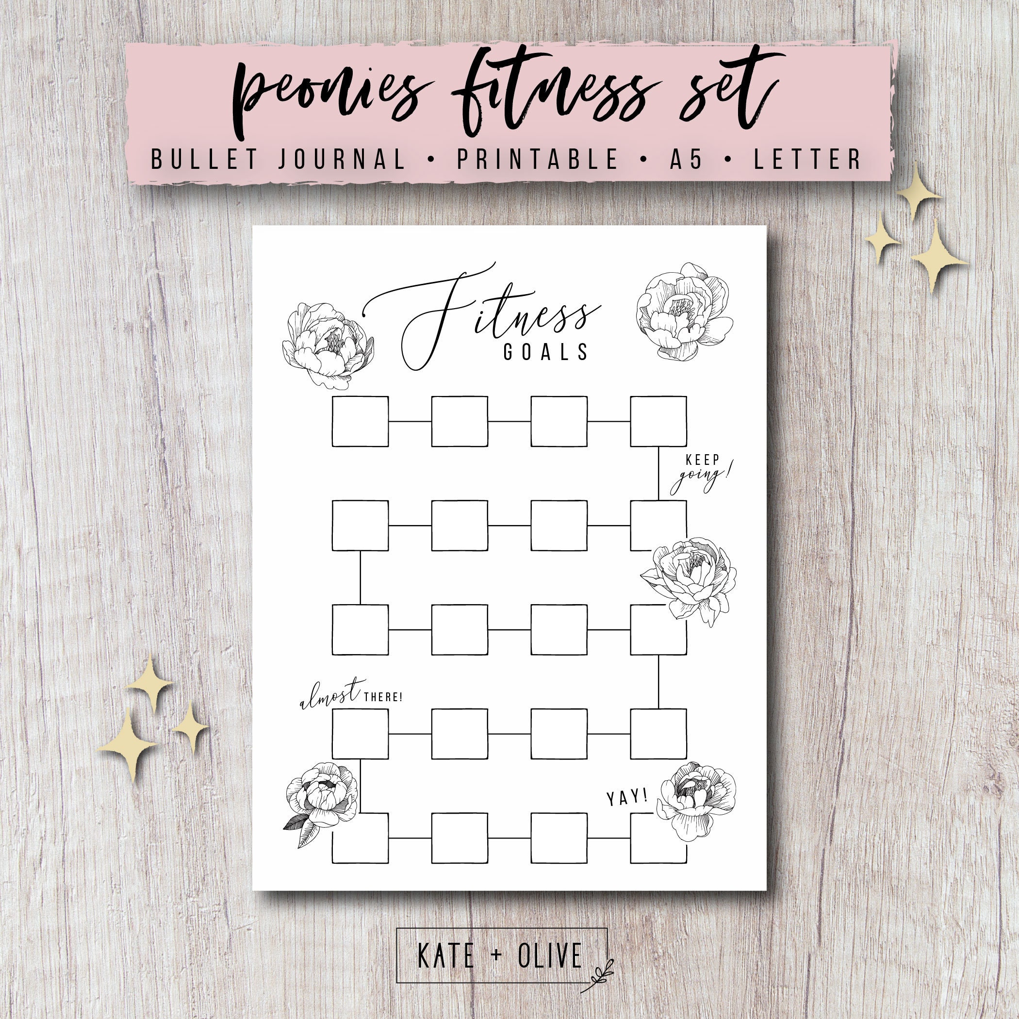 Bullet Journal FITNESS Printable Planner Set Insert Etsy