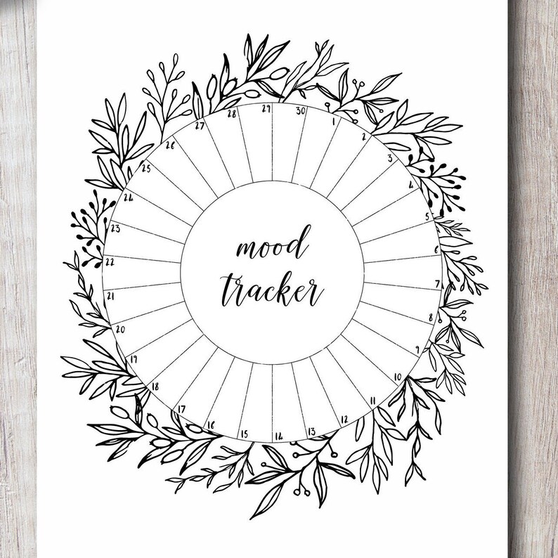 Mood Tracker Printable Insert Circle Greenery Bullet | Etsy