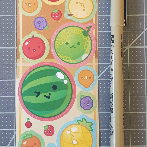 Suika Game Fruit Game Sticker Sheet for Cute Kawaii Journaling Scrapbooking Diary