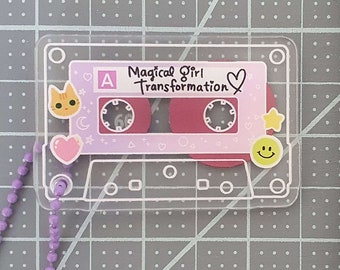Magische Mädchen mit Depression Kassette Acryl Schlüsselanhänger Schlüsselring